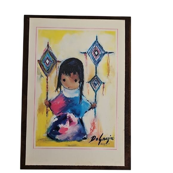 Ted Degrazia Vintage Trio of Framed Indian Children Art Prints 5" x 3.5" - Picture 8 of 10